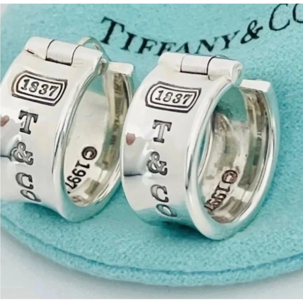 Tiffany & Co. 💯% Auth 1837 Hoop Earrings 925 Sterling Silver W/Box✨EUC✨